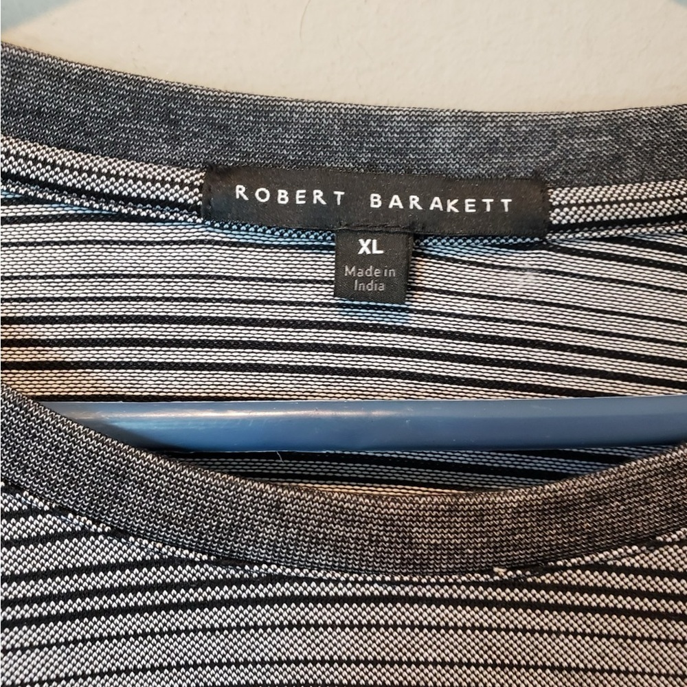 Robert Barakett Black and White Striped Long Sleeve Shirt - Picture 2 of 3